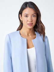 Roman Blue Textured Longline Smart Coat - Image 4 of 5