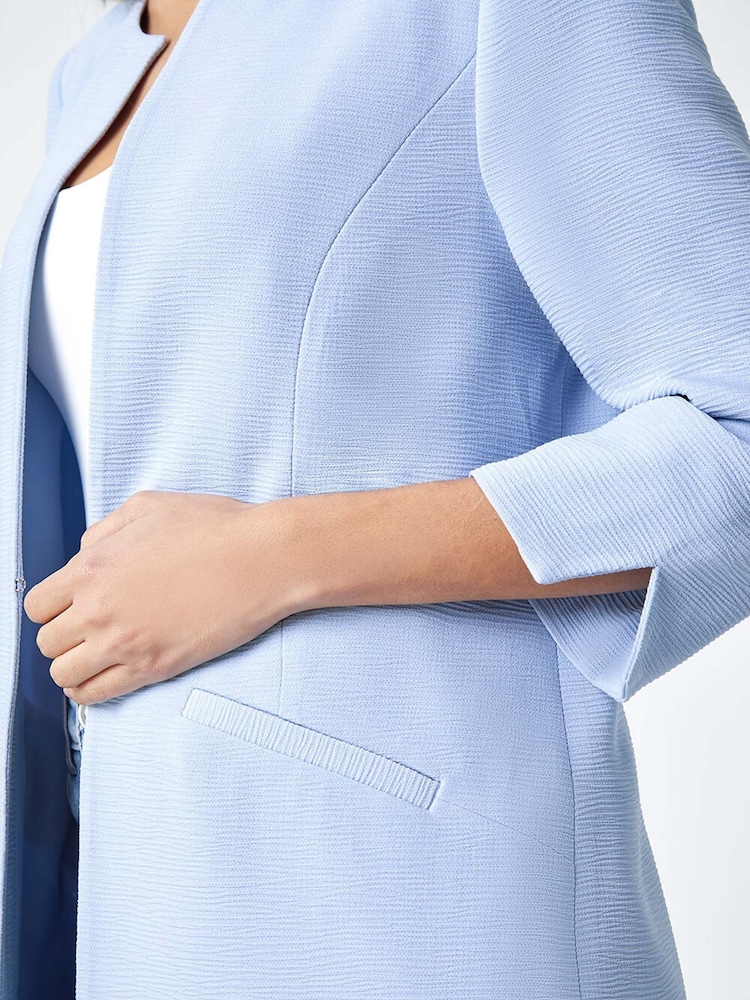 Roman Blue Textured Longline Smart Coat - Image 5 of 5