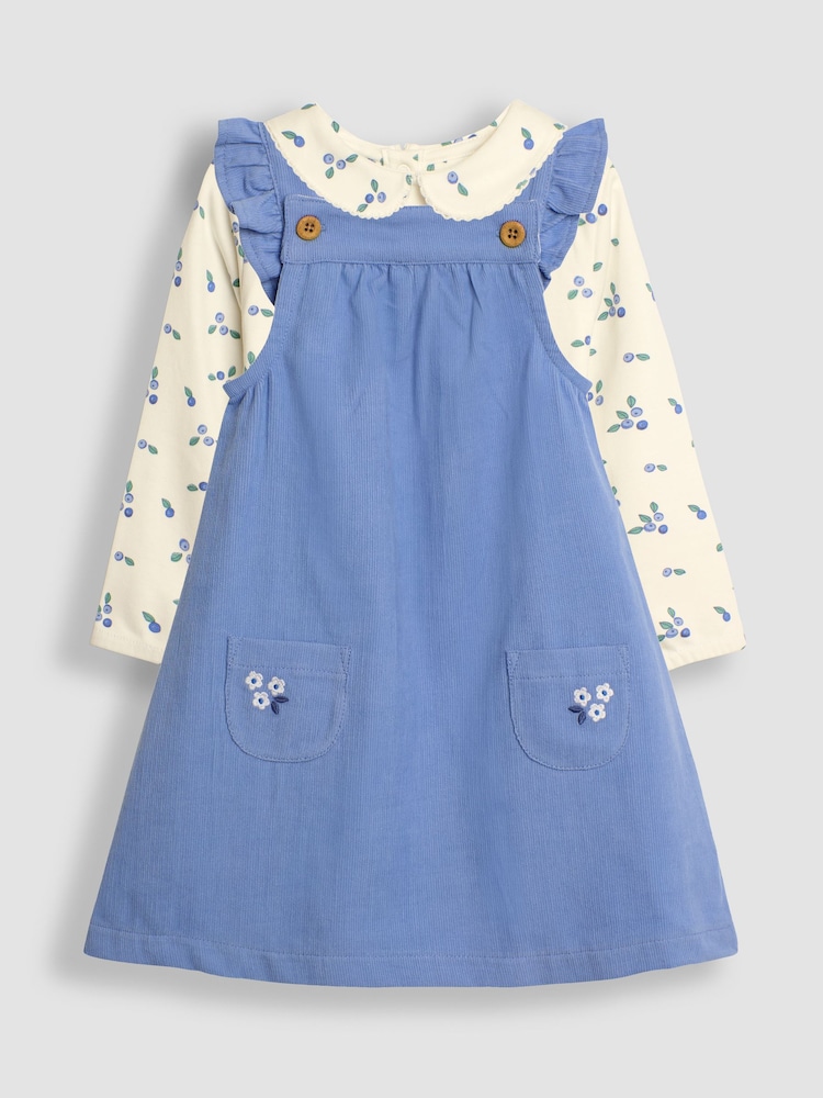 JoJo Maman Bébé Blue Pretty Cord Pinafore Dress & Top Set - Image 1 of 6