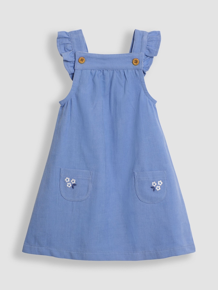 JoJo Maman Bébé Blue Pretty Cord Pinafore Dress & Top Set - Image 2 of 6