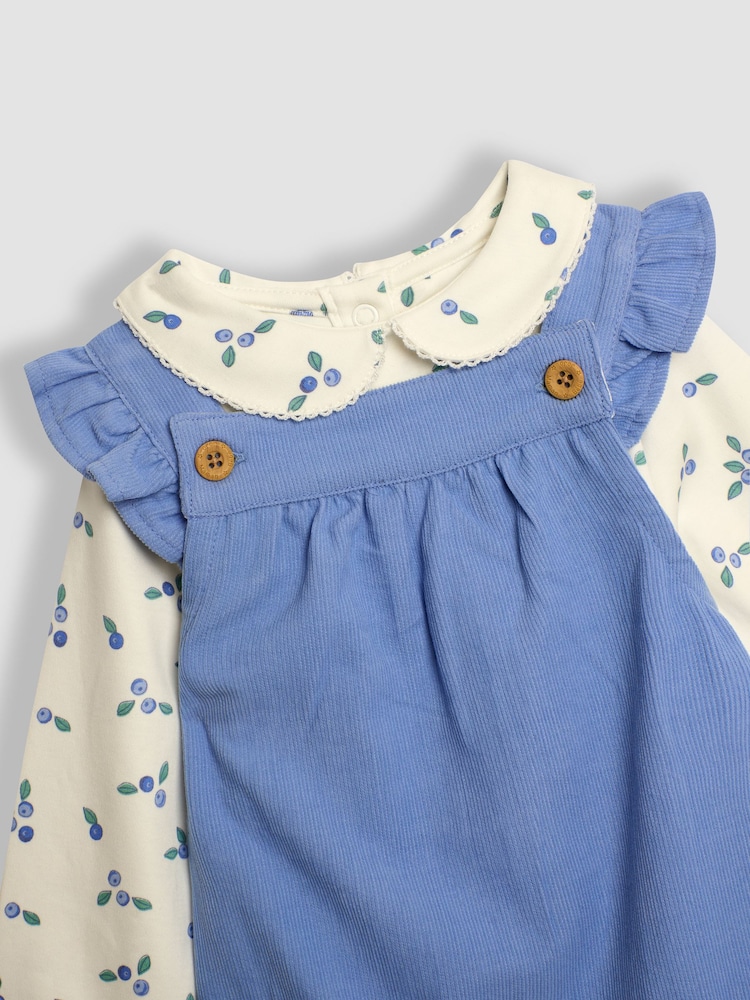 JoJo Maman Bébé Blue Pretty Cord Pinafore Dress & Top Set - Image 6 of 6