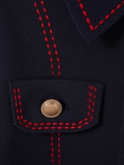 Reiss Navy Sapna 4-9 yrs Knitted Contrast Stitch Dress - Image 4 of 4