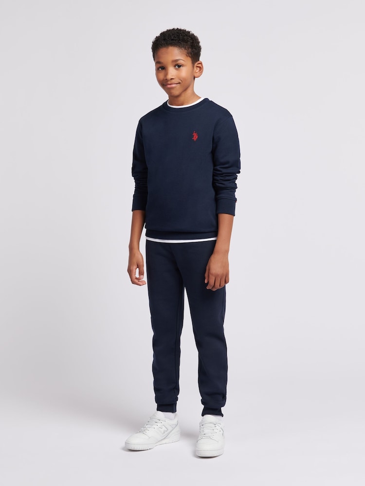 U.S. Polo Assn. Blue Double Horsemen Boys 100% Cotton Joggers - Image 3 of 6