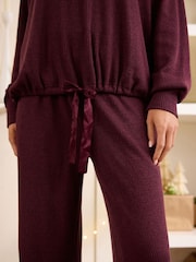 Berry Red Ribbed Knitlook Lounge Top - Image 5 of 5
