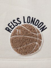 Reiss Off White Arto Teen Relaxed Embroidered Basketball Shorts - Image 4 of 4