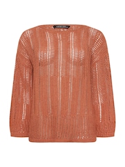 Yours Curve Orange Flare Sleeve Pointelle Jumper - Image 5 of 5