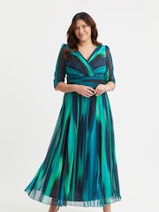 Scarlett & Jo Teal Green & Blue Verity Print Maxi Gown - Image 1 of 4
