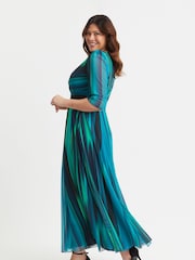 Scarlett & Jo Teal Green & Blue Verity Print Maxi Gown - Image 3 of 4
