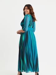Scarlett & Jo Teal Green & Blue Verity Print Maxi Gown - Image 4 of 4