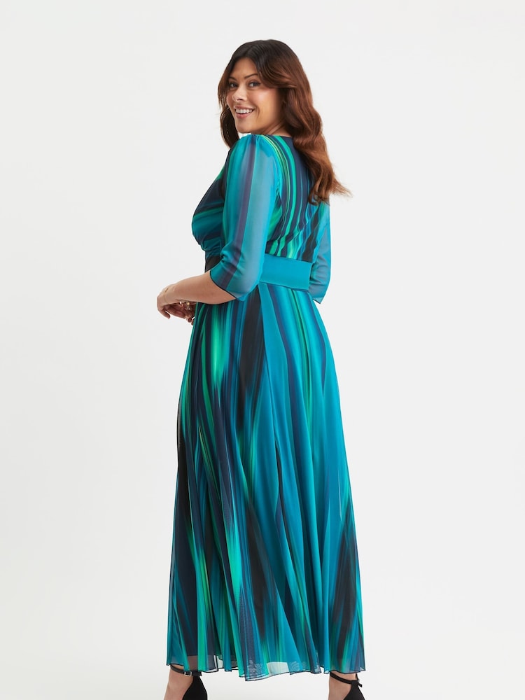 Scarlett & Jo Teal Green & Blue Verity Print Maxi Gown - Image 4 of 4