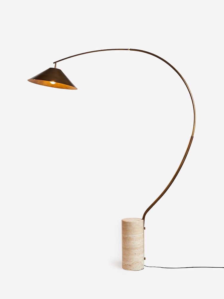 Brass N. Premium Portland Travertine Floor Lamp - Image 7 of 7 Brass N. Premium Portland Travertine Floor Lamp - Image 7 of 7