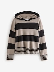 Multi Stripe Cosy Soft Touch Knitted Jumper Hoodie - Image 6 of 8