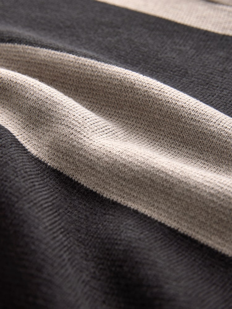Multi Stripe Cosy Soft Touch Knitted Jumper Hoodie - Image 8 of 8