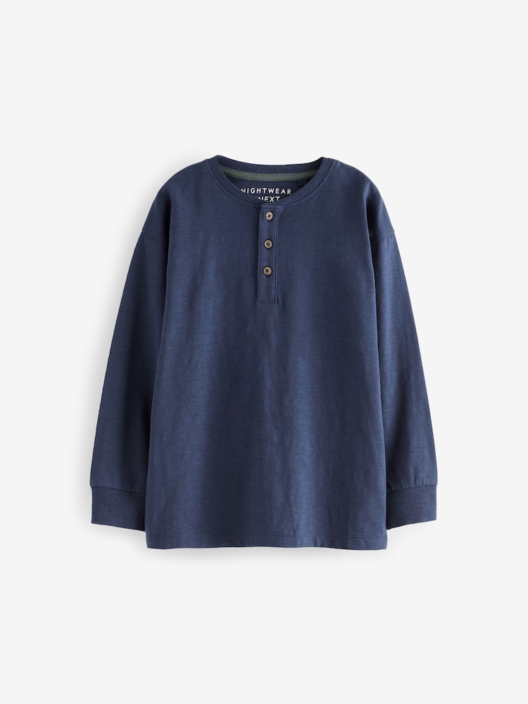 Navy Blue/Burgundy Red 2 Pack Long Sleeve Woven Check 100% Cotton Pyjamas (3-16yrs) - Image 9 of 11
