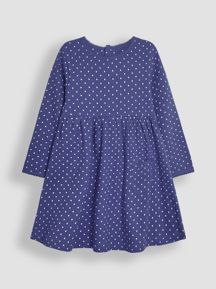 JoJo Maman Bébé Cornflower Blue Spot Dress - Image 1 of 3