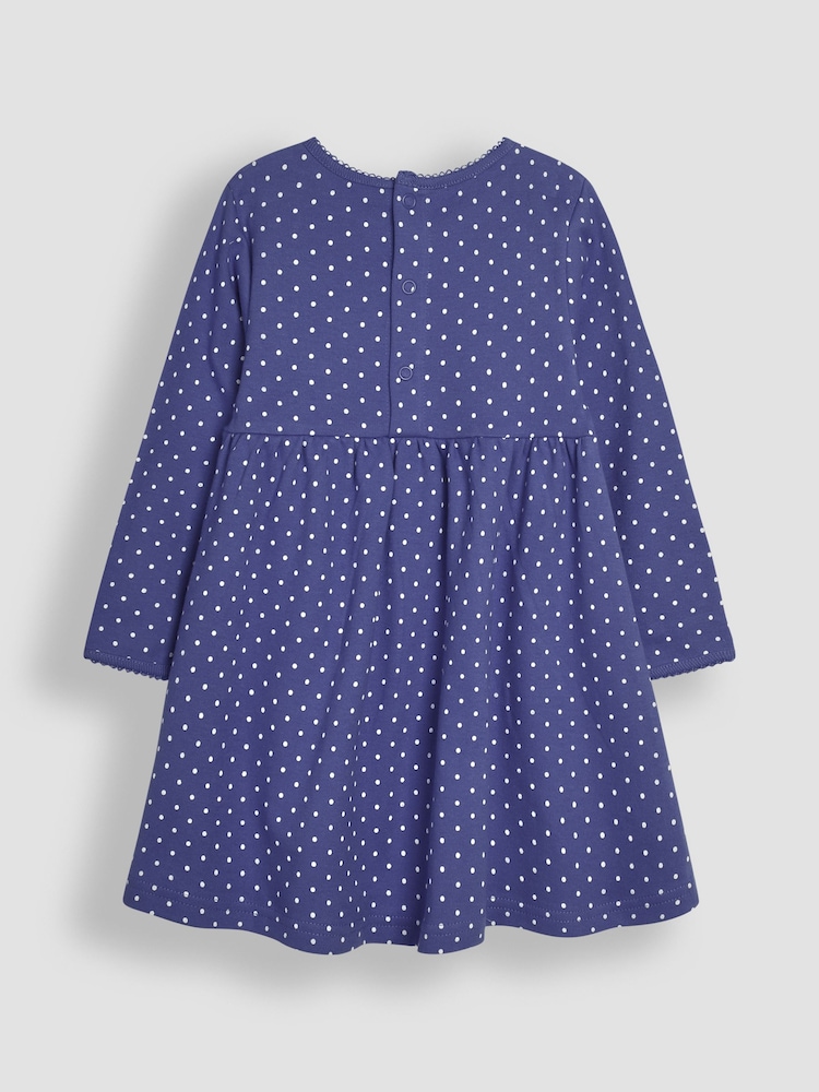 JoJo Maman Bébé Cornflower Blue Spot Dress - Image 2 of 3