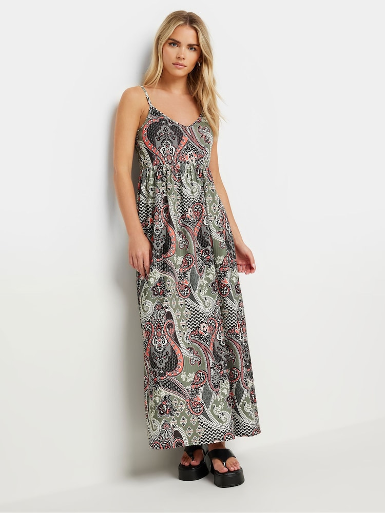 PixieGirl Petite Green Paisley Print Maxi Dress - Image 1 of 5