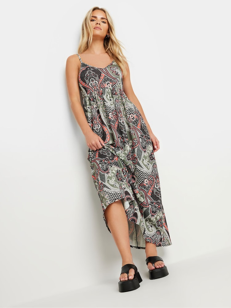 PixieGirl Petite Green Paisley Print Maxi Dress - Image 2 of 5