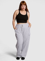 Victoria's Secret PINK Grey Heather Fleece Straight Leg Cargo Joggers - Image 1 of 3