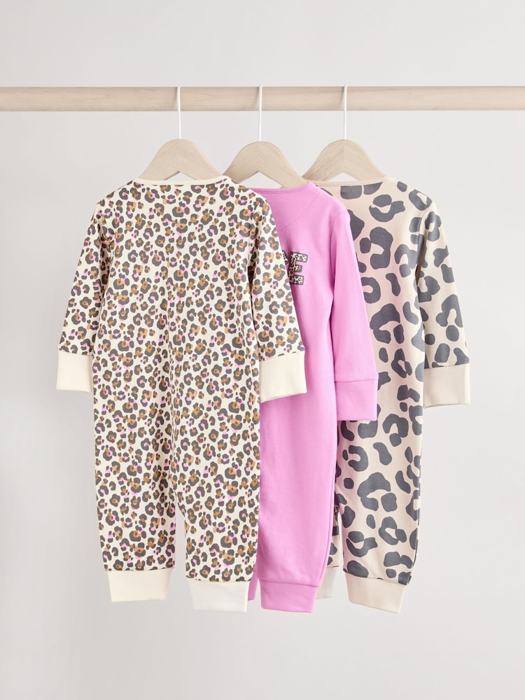Pink - Fußlose Baby-Schlafanzüge mit Zwei-Wege-Reißverschluss im 3er-Pack aus 100 % Baumwolle (0 Monate bis 3 Jahre) - Bild 2 von 12 Pink - Fußlose Baby-Schlafanzüge mit Zwei-Wege-Reißverschluss im 3er-Pack aus 100 % Baumwolle (0 Monate bis 3 Jahre) - Bild 2 von 12