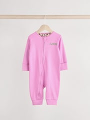 Pink 100% Cotton Two Way Zip Baby Footless Sleepsuit 3 Pack (0mths-3yrs) - Image 5 of 12