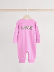 Pink 100% Cotton Two Way Zip Baby Footless Sleepsuit 3 Pack (0mths-3yrs) - Image 6 of 12