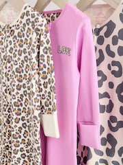 Pink 100% Cotton Two Way Zip Baby Footless Sleepsuit 3 Pack (0mths-3yrs) - Image 7 of 12