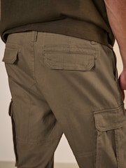 Light Stone/Mushroom Brown Slim Fit Cotton Rich Stretch Cargo Trousers 2 Pack - Image 2 of 5
