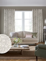Laura Ashley Dove Grey Heledd Blooms Made to Measure 100% Cotton Curtains - Image 1 of 6