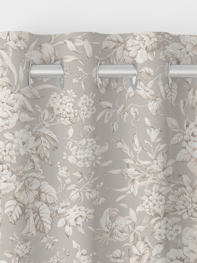 Laura Ashley Dove Grey Heledd Blooms Made to Measure 100% Cotton Curtains - Image 5 of 6