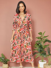 Yumi – Paisley-Muster-plissiert-Midi kleid mit Falten - Bild 1 von 6