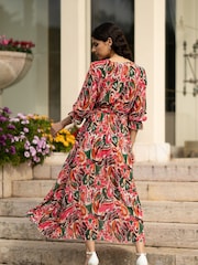Yumi – Paisley-Muster-plissiert-Midi kleid mit Falten - Bild 3 von 6