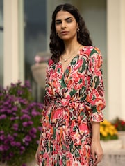 Yumi – Paisley-Muster-plissiert-Midi kleid mit Falten - Bild 4 von 6