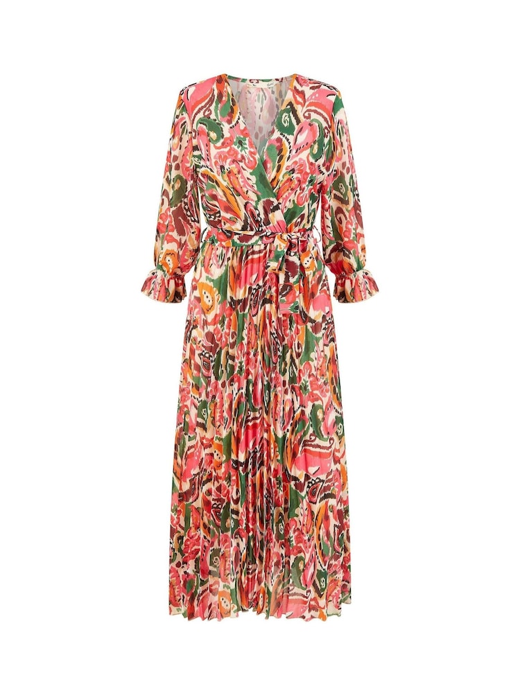 Yumi – Paisley-Muster-plissiert-Midi kleid mit Falten - Bild 6 von 6
