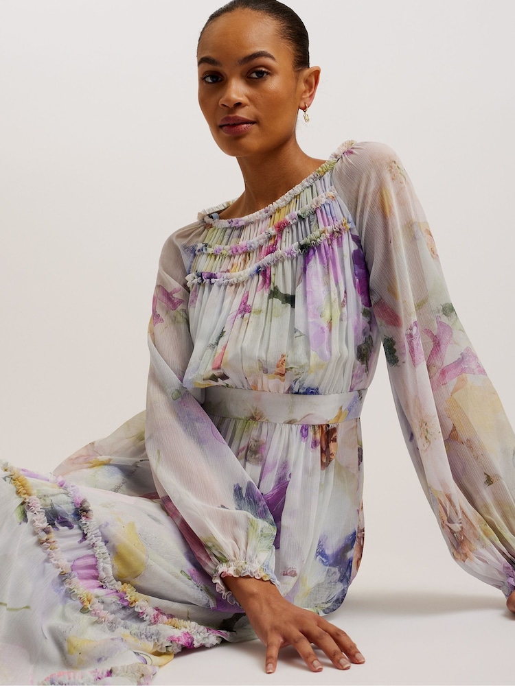 Ted Baker White Bellas Dress With Voluminous Sleeves - Image 2 of 6