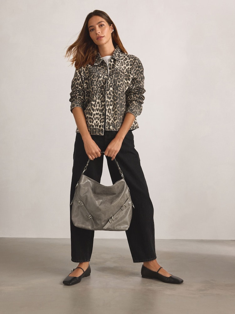 Grey Biker Shoulder Bag - Image 1 of 10