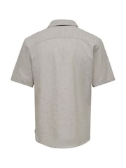 Only & Sons Grey Printed Linen Resort Shirt - Image 6 of 6