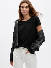 Gap Black Crew Neck Favourite Cotton-Modal Short Sleeve T-Shirt - Image 1 of 5