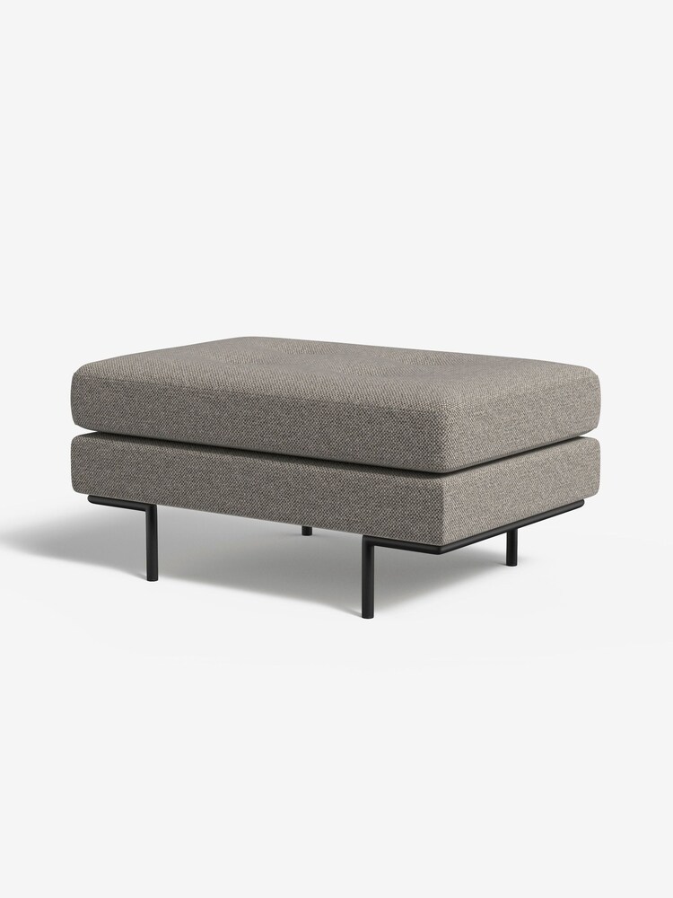 MADE.COM Basket Weave Pumice Grey Harlow Footstool - Image 1 of 3