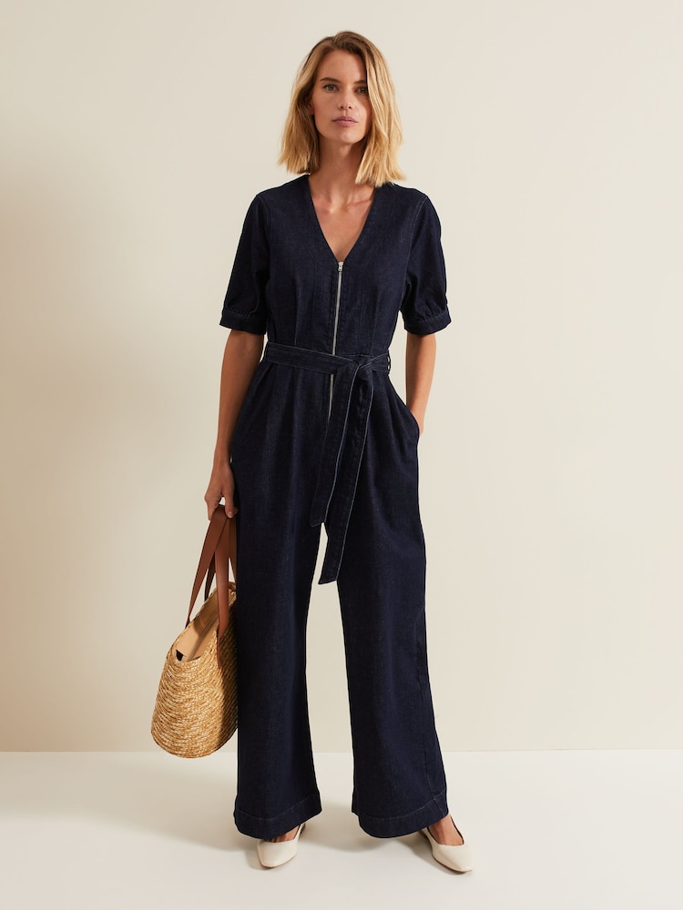 Phase Eight Blue Florisa Denim Jumpsuit - Image 1 of 5