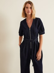Phase Eight Blue Florisa Denim Jumpsuit - Image 3 of 5