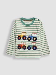 JoJo Maman Bébé Natural Tractor Appliqué Top - Image 1 of 5