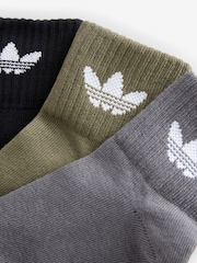 adidas Originals Green/Black Kids Mid Ankle Socks 3 Pack - Image 3 of 3