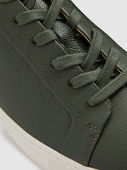 Reiss Forest Green Luca Tumbled Grained Leather Trainers - Image 5 of 5