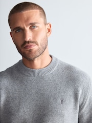 Light Grey Stag Logo Regular Fit 100% Lambswool Premium Jumper - Image 4 of 5