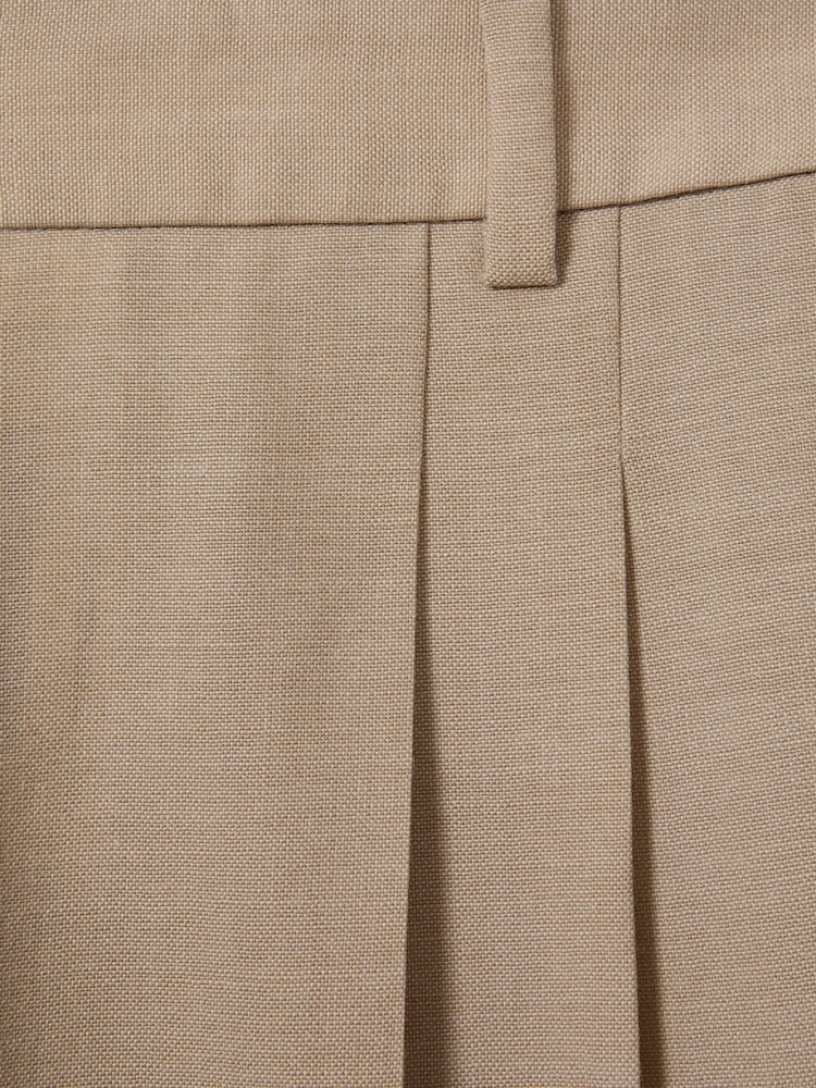 Reiss Neutral Sadie Wool Pleat Front Wide Leg Suit Trousers - Image 6 of 6 Reiss Neutral Sadie Wool Pleat Front Wide Leg Suit Trousers - Image 6 of 6