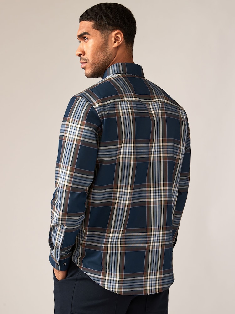 чорно-синій Madras картатий - стандартний крій Easy Iron Button Down оксфорд сорочки - Image 3 of 8