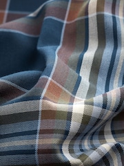 Navy Blue Madras Check Regular Fit Easy Iron Button Down Oxford Shirt - Image 7 of 8