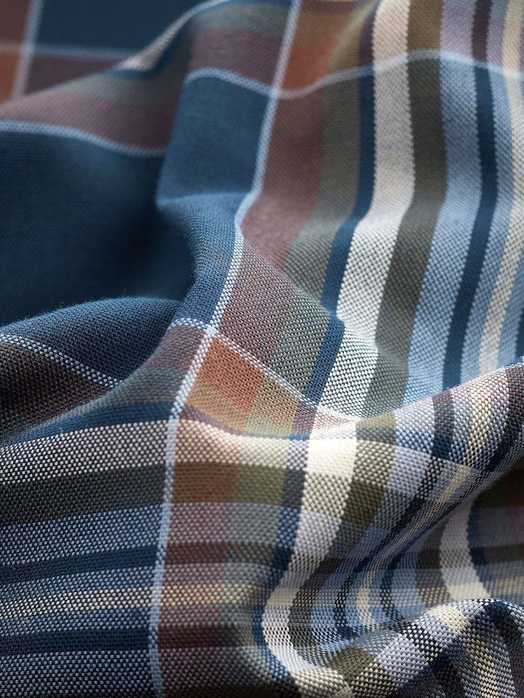 чорно-синій Madras картатий - стандартний крій Easy Iron Button Down оксфорд сорочки - Image 7 of 8