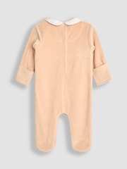 JoJo Maman Bébé Grey Bear Smocked Velour All-In-One - Image 2 of 3